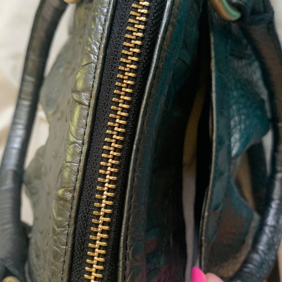 Brahmin Gray Croc Embossed Leather Satchel/Shoulder Handbag - Picture 7 of 10